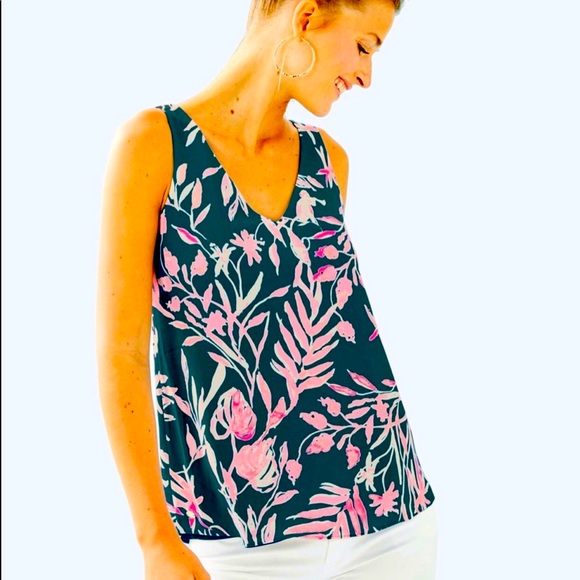 NWT Reversible Lilly Pulitzer Tidal Wave Prime Florin Top Spring Summer Beach - Picture 2 of 14
